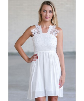 Cute White Summer Dress, White Sundress Online, Boutique Dresses