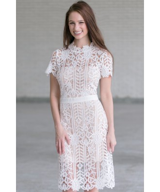 Off White Lace Dress, Off White Lace Rehearsal Dinner Dress, Bridal Shower Dress, Boutique Dress