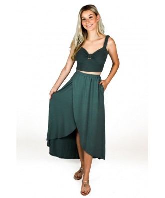 Cute Green Wrap Maxi Skirt
