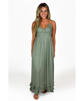 Green Lace Summer Maxi Dress
