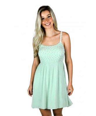 Mint Beaded Embellished Summer Dress