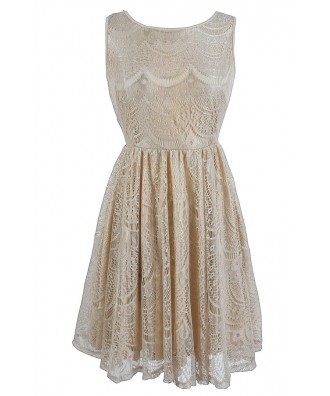Glowing Beauty Sleeveless Metallic Lace Dress in Pale Gold Lily Boutique