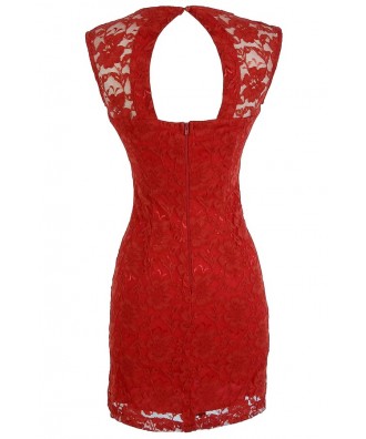 Lily Boutique Bold Floral Lace Fitted Dress in Bright Red - WHAT'S NEW ...