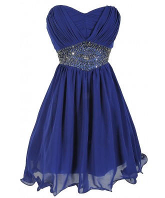 Lily Boutique Starry Night Midnight Blue Embellished Chiffon Designer ...