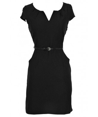 Lily Boutique Melinda Belted Pencil Dress in Black - DRESSES Lily Boutique