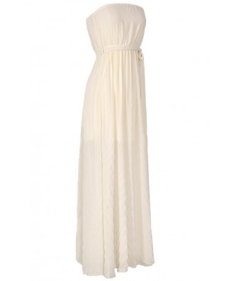 Lily Boutique Soft As Feathers Ivory Chiffon Maxi Dress Lily Boutique