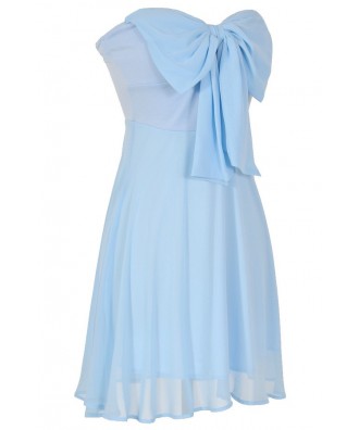 Oversized Bow Chiffon Dress in Sky Blue Lily Boutique