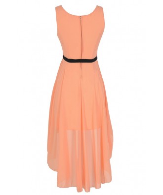 Lily Boutique Scribble Out High Low Dress in Orange Peach Lily Boutique