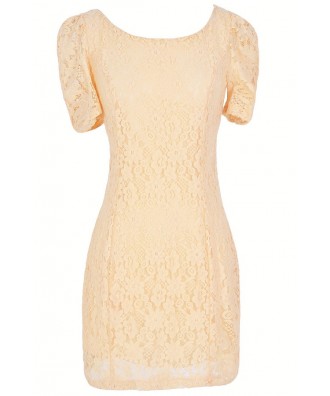 Skyler Fitted Lace Sheath Dress in Cream Lily Boutique