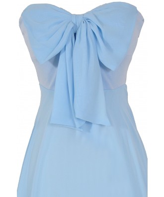 Oversized Bow Chiffon Dress in Sky Blue Lily Boutique