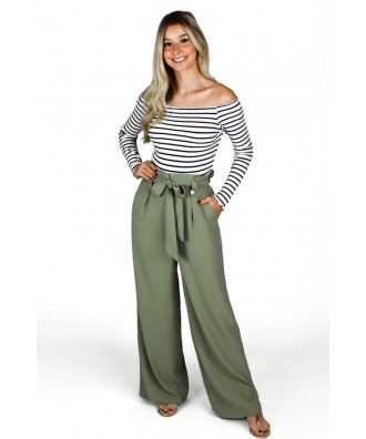 Cute Olive Green Wide Leg Pants