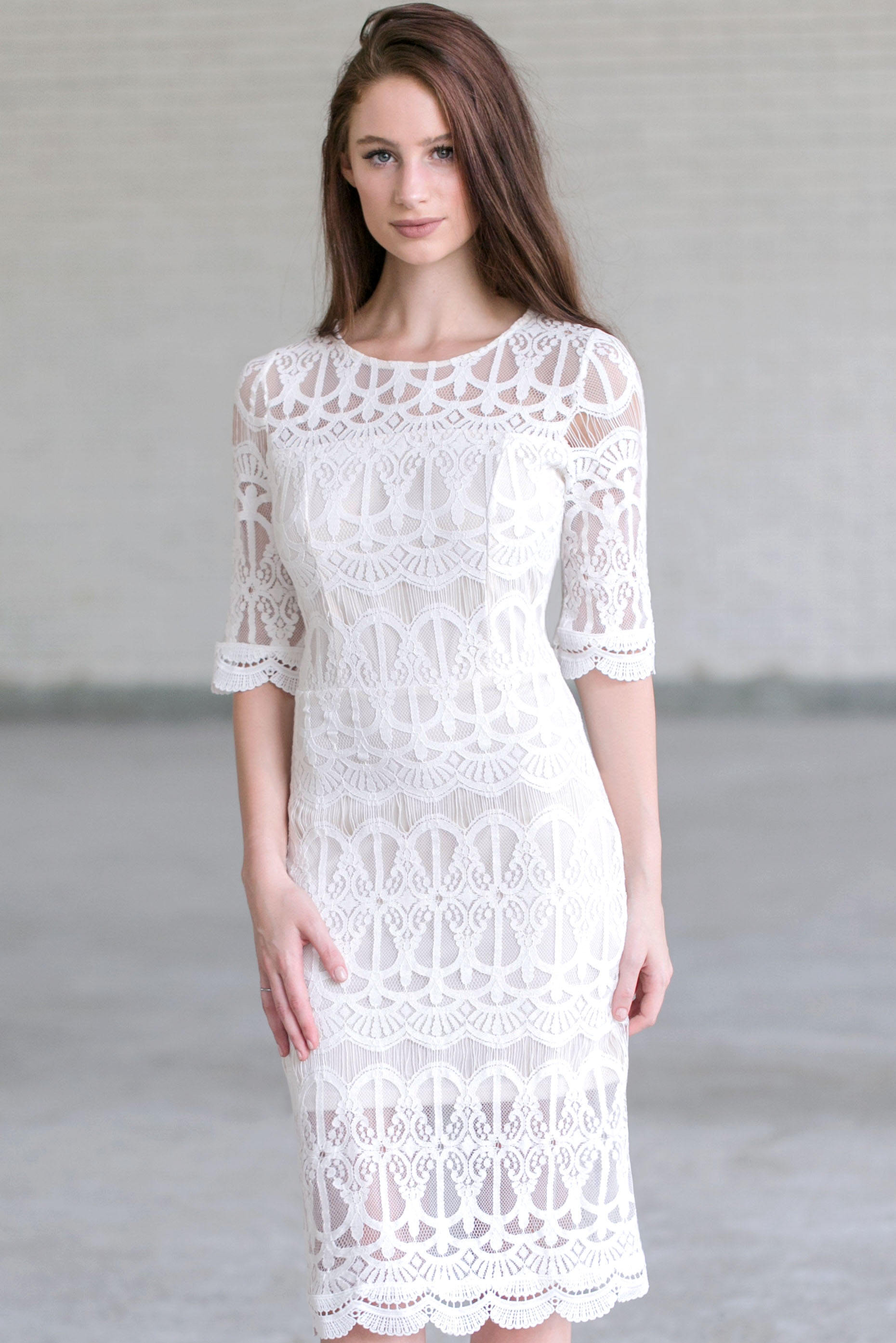 midi lace dress with sleeves