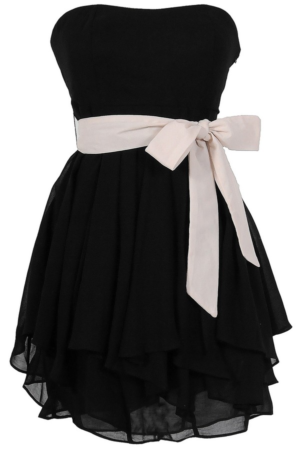 Ruffled Edges Chiffon Designer Dress in Black/Ivory