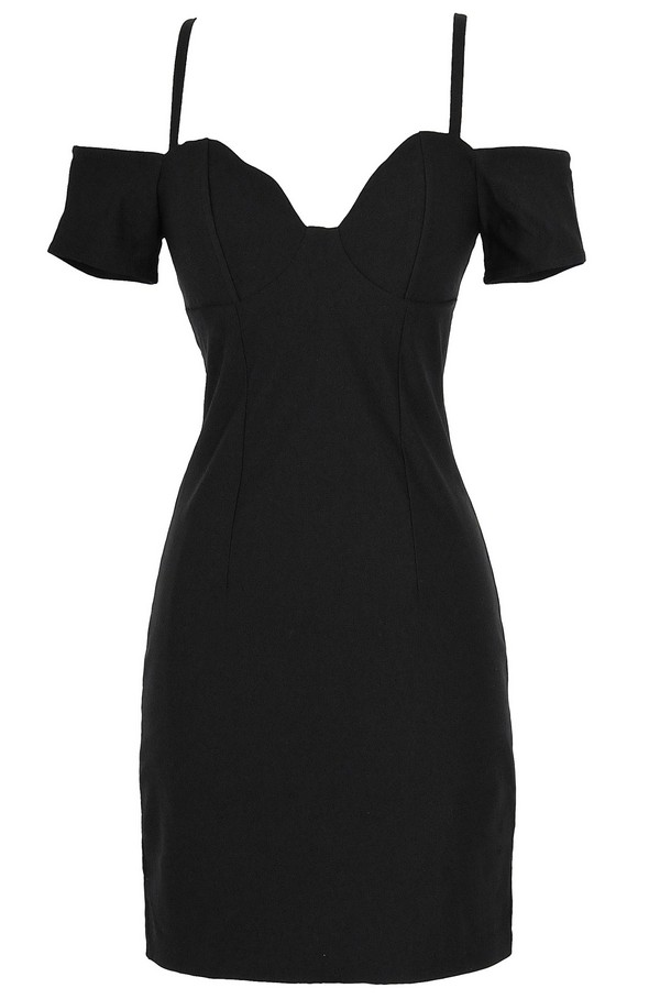 Cold Shoulder Bodycon Bustier Dress in Black Lily Boutique