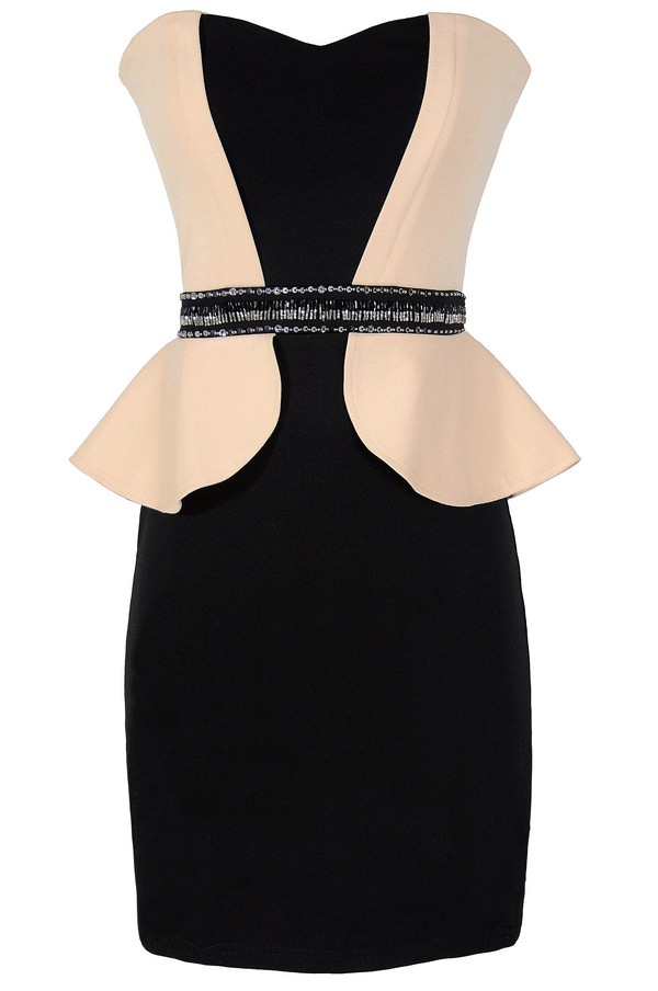 beige peplum dress